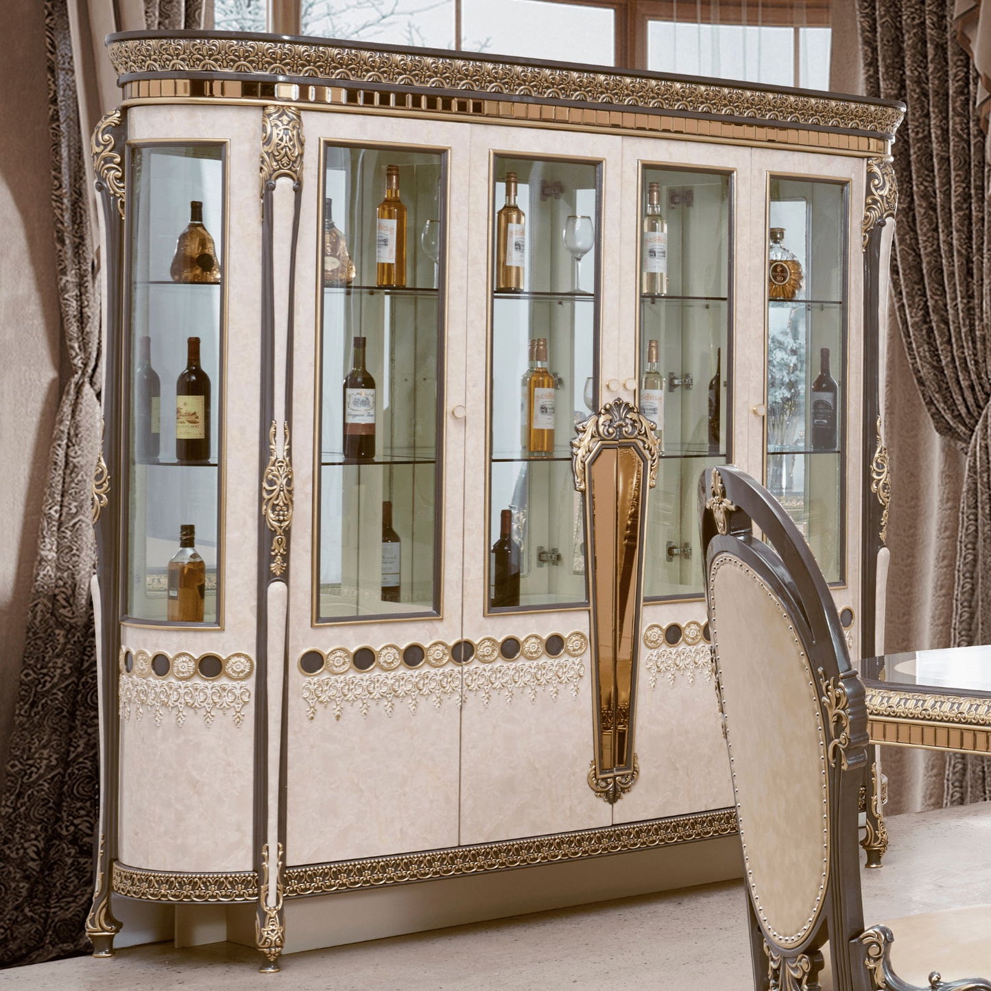 HD-9017 - China Cabinet - Bronze / Pearl
