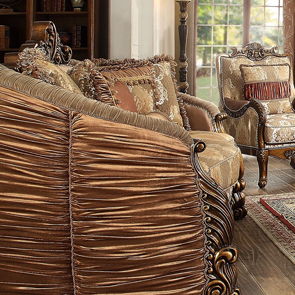 HD-1601 - 3 Piece Sofa Set - Antique Brown