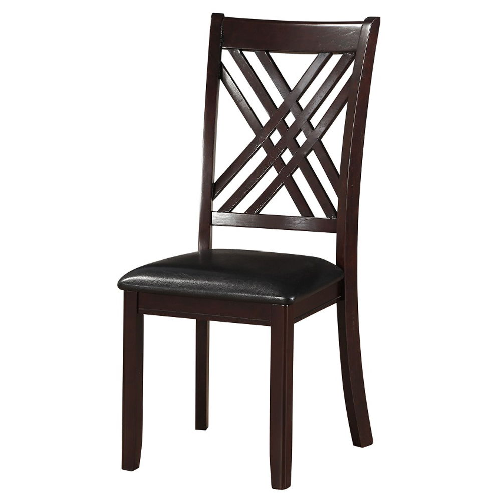 Katrien - Side Chair (Set of 2) - Black Synthetic Leather & Espresso