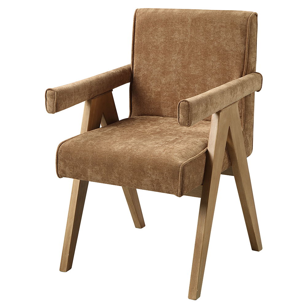 Zoey - Arm Chair (Set of 2) - Chocolate Chenille & Oak