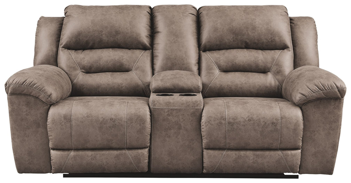 Stoneland - DBL REC PWR Loveseat w/Console - Light Brown