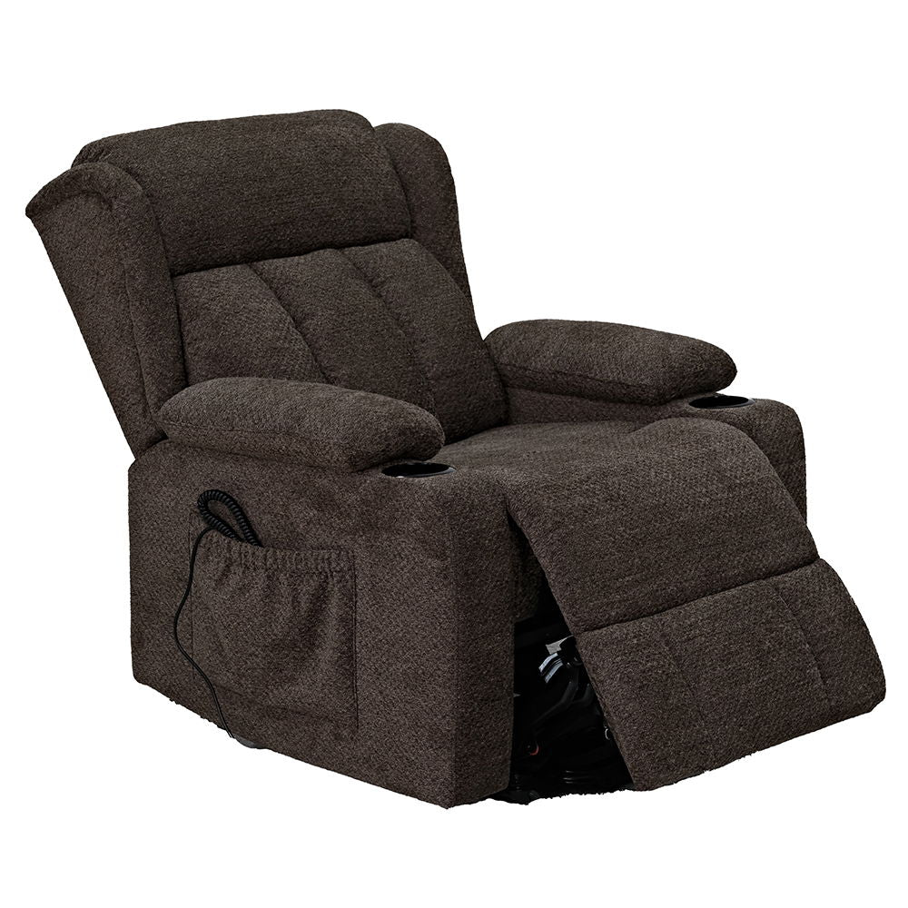 Lusio - Power Motion Recliner With Lift & Cup Holder - Brown