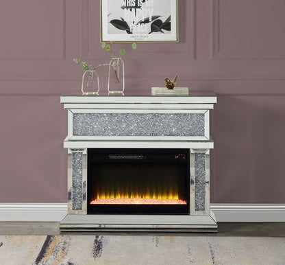 Noralie - 39" Fireplace - Mirrored & Faux Diamonds