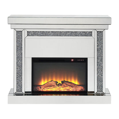 Noralie - 42" Fireplace - Mirrored & Faux Diamonds