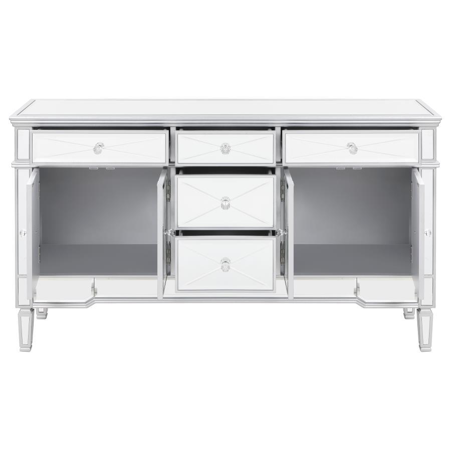 Duchess - 5-Drawer Mirrored Storage Accent Cabinet - Silver