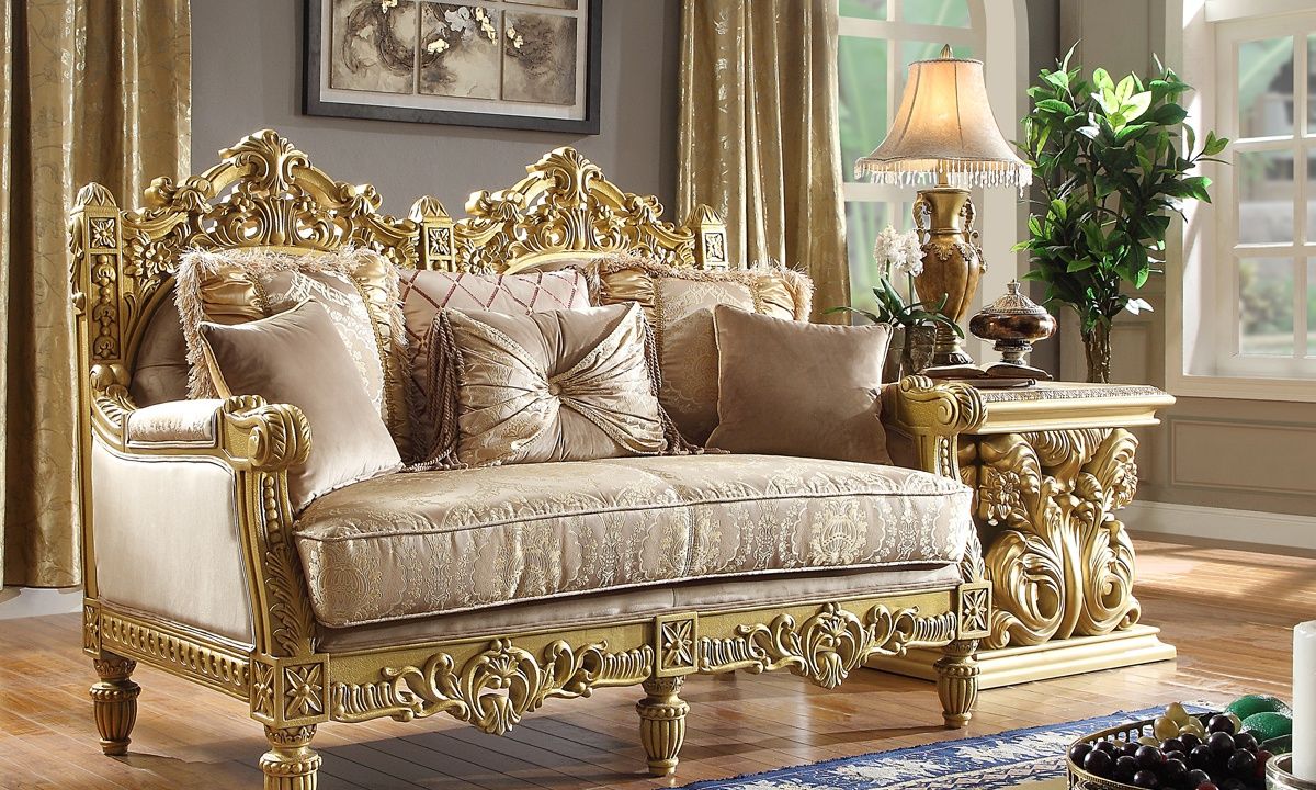 HD-2659 - 3 Piece Sofa Set - Metallic Gold