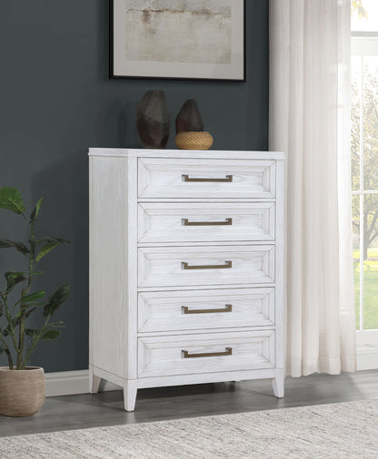 Marielle - 5 Drawer Bedroom Chest - Distressed White