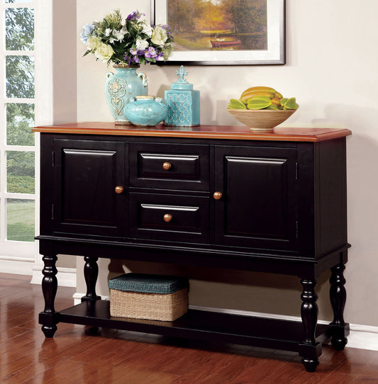 Mayville - Server - Black / Antique Oak