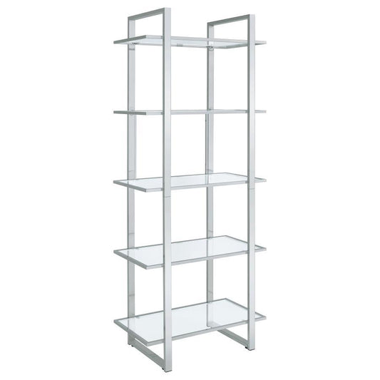 Hartford - Glass Shelf Bookcase - Chrome