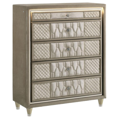 Lorient - 5-Drawer LED Chest Of Drawers - Ivory And Camel