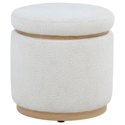 Remuda - Boucle Upholstered Round Storage Ottoman - Ivory