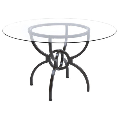 Aviano - 5 Piece Round Glass Top Dining Table Set - Gunmetal