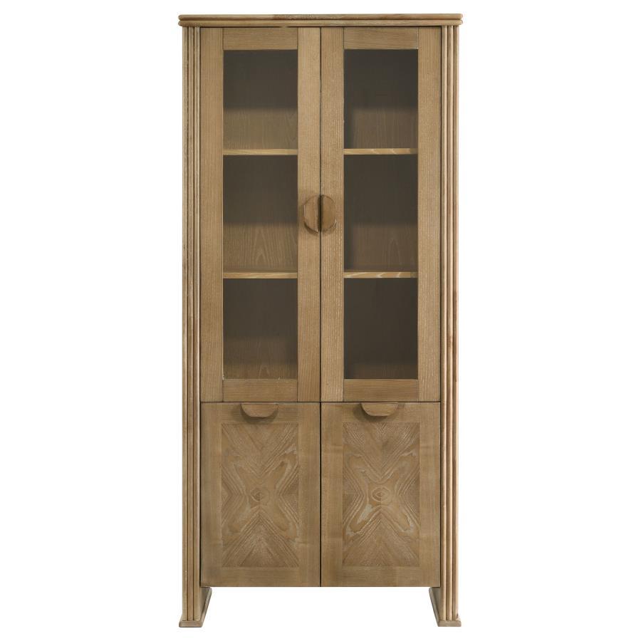Adina - Tall Display Cabinet - Distressed Light Brown