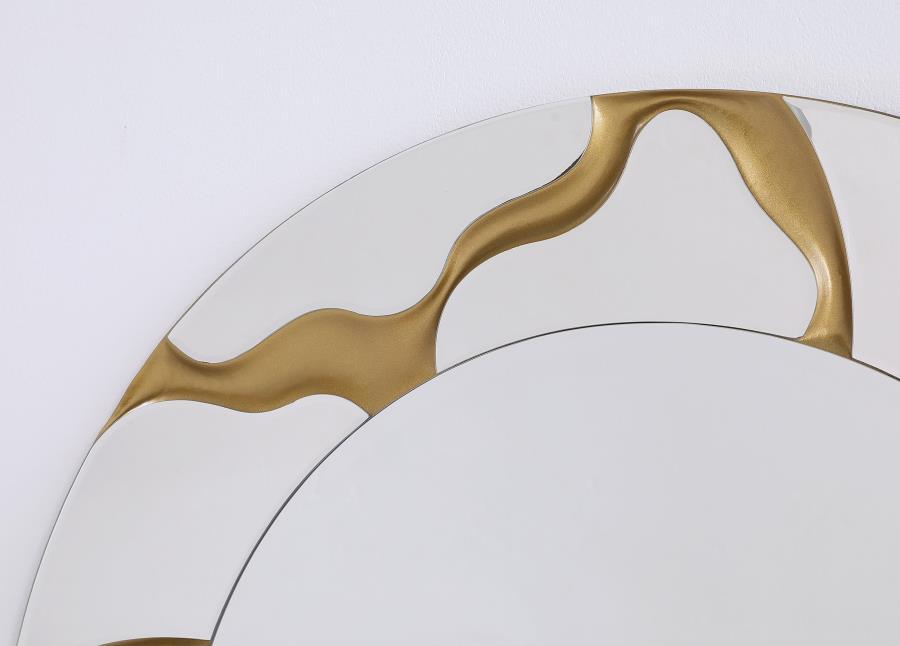 Dorinda - Round Kintsugi Style Wall Mirror - Gold