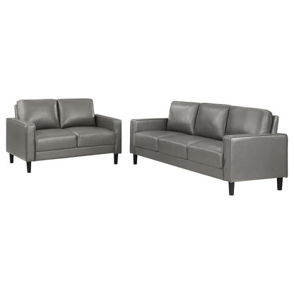 Ruth - Upholstered Track Arm Faux Leather Sofa Set