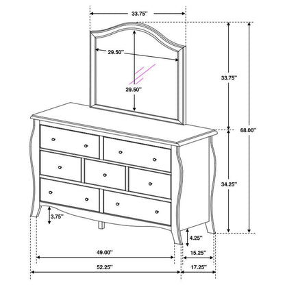 Dominique - 7-Drawer Dresser With Mirror - Cream White