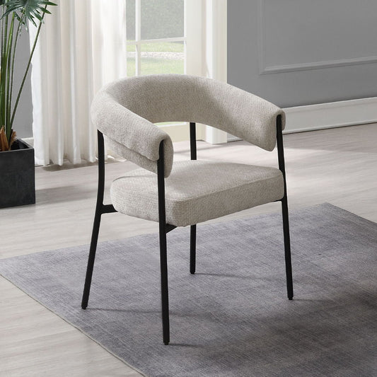 Jirina - Chenille Arm Chair Set of 2) - Beige & Black