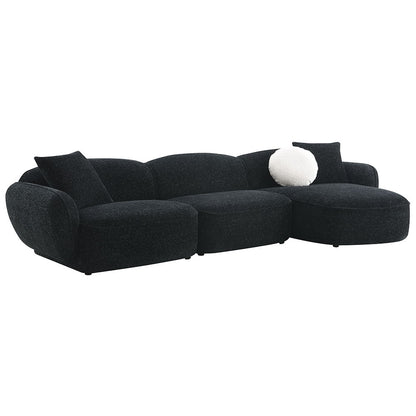 Lucifer - Sectional Sofa With 3 Pillows - Black Shimmer Chenille