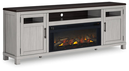 Darborn - Gray / Brown - 88" TV Stand With Electric Infrared Fireplace Insert