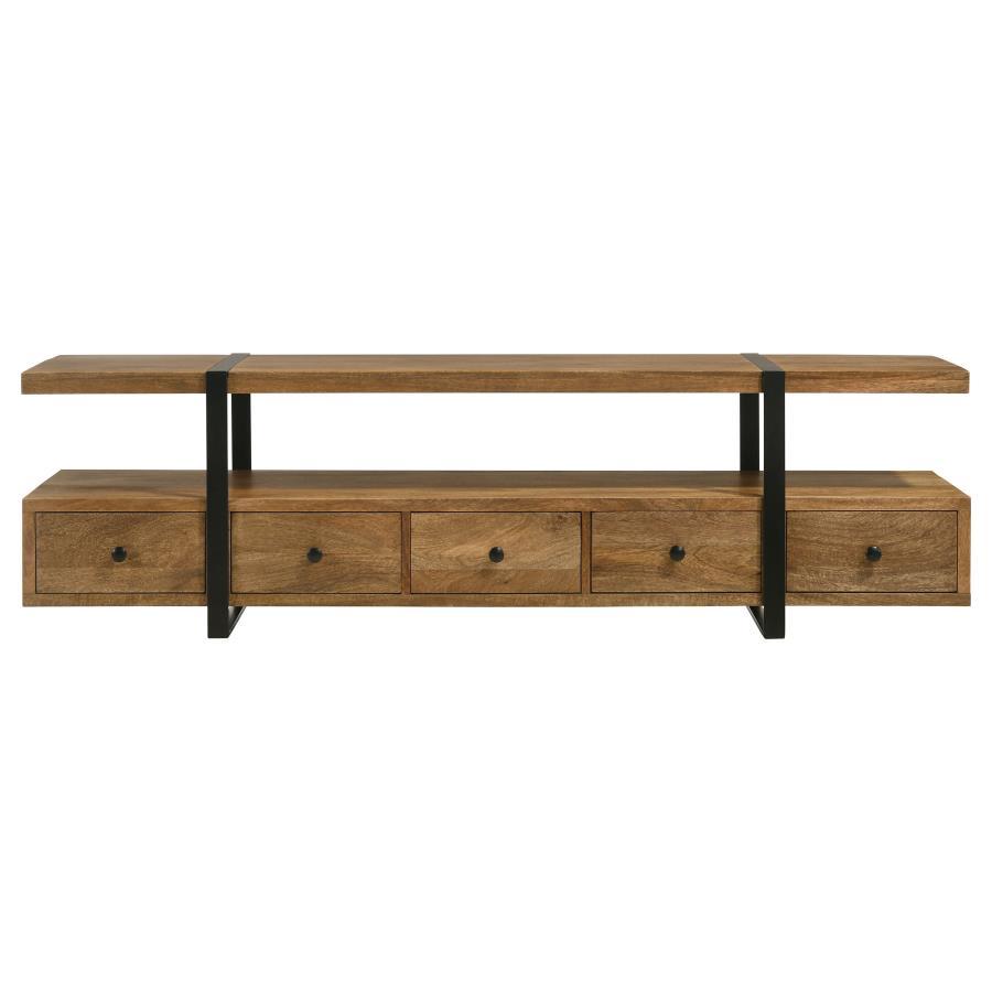 Otto - 5-Drawer Mango Wood TV Stand Media Console - Brown