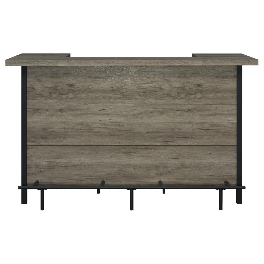 Bellemore - Bar Unit With Footrest - Gray Driftwood And Black