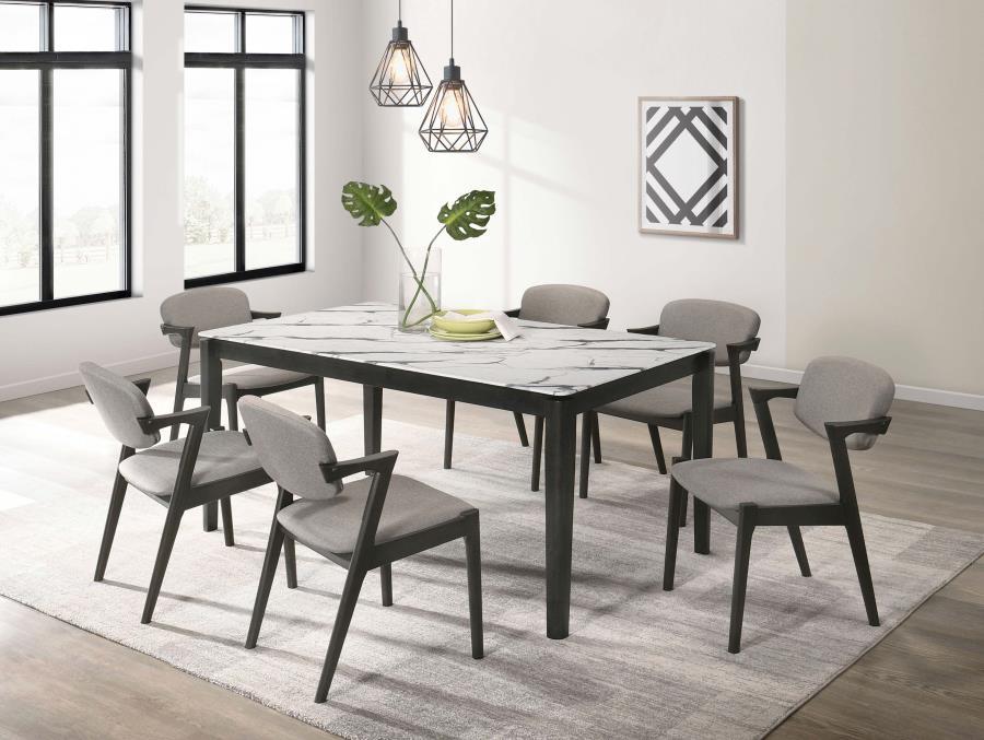 Stevie - 7 Piece Rectangular Dining Table Set - White And Black