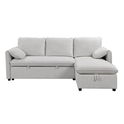 Yaroslav - Sectional Sofa With Sleeper & Storage - Cream Velvet