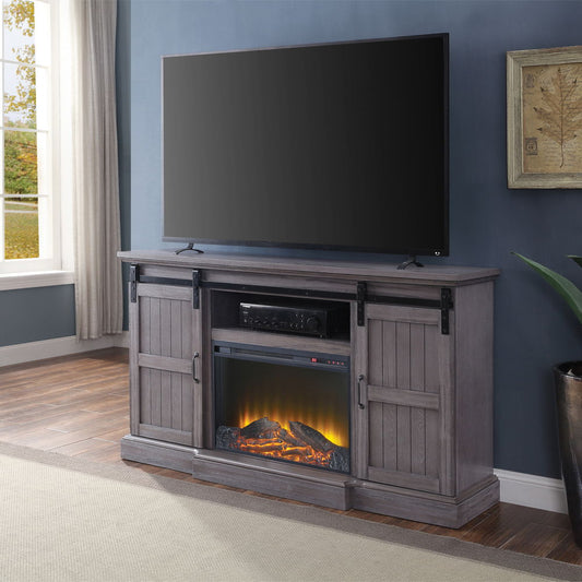 Admon - TV Stand With Fireplace - Gray Oak