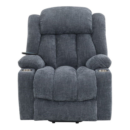 Omarion - Power Recliner With Lift, Heating & Massage - Blue Chenille