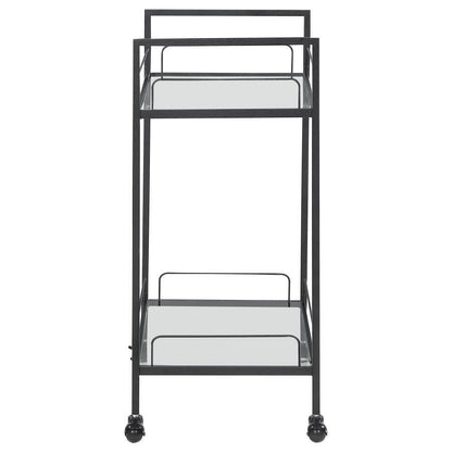 Curltis - 2-Tier Rectangular Glass Shelf Metal Bar Cart - Black