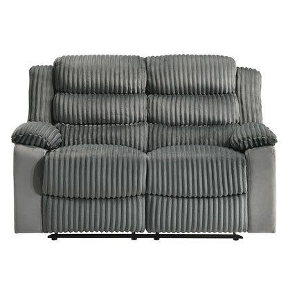 Lesley - Motion Loveseat - Gray Corduroy & Velvet
