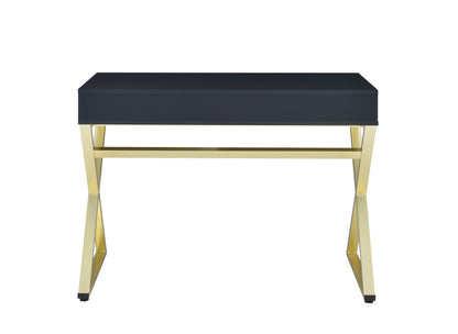 Coleen - Vanity Desk - Black & Brass Finish - 31"