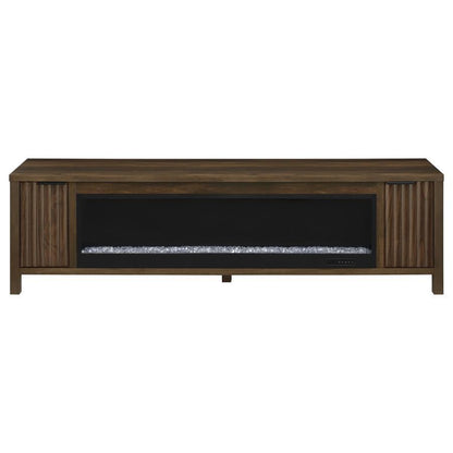 Carey - 79" TV Stand Fireplace Media Console - Dark Pine
