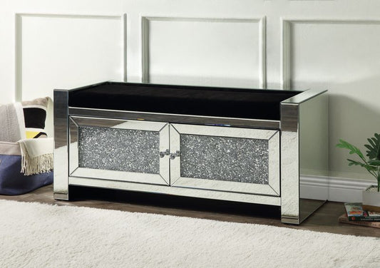 Noralie - 47" Bench With Storage - Mirrored & Faux Diamonds