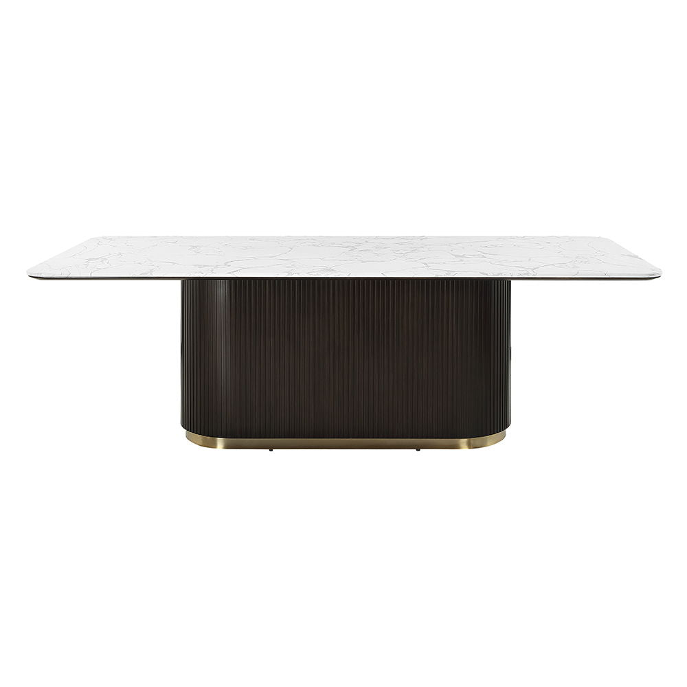Clayten - Dining Table With Marble Top - White / Espresso