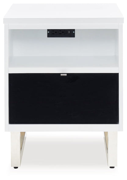Gardoni - Chair Side End Table - White / Black