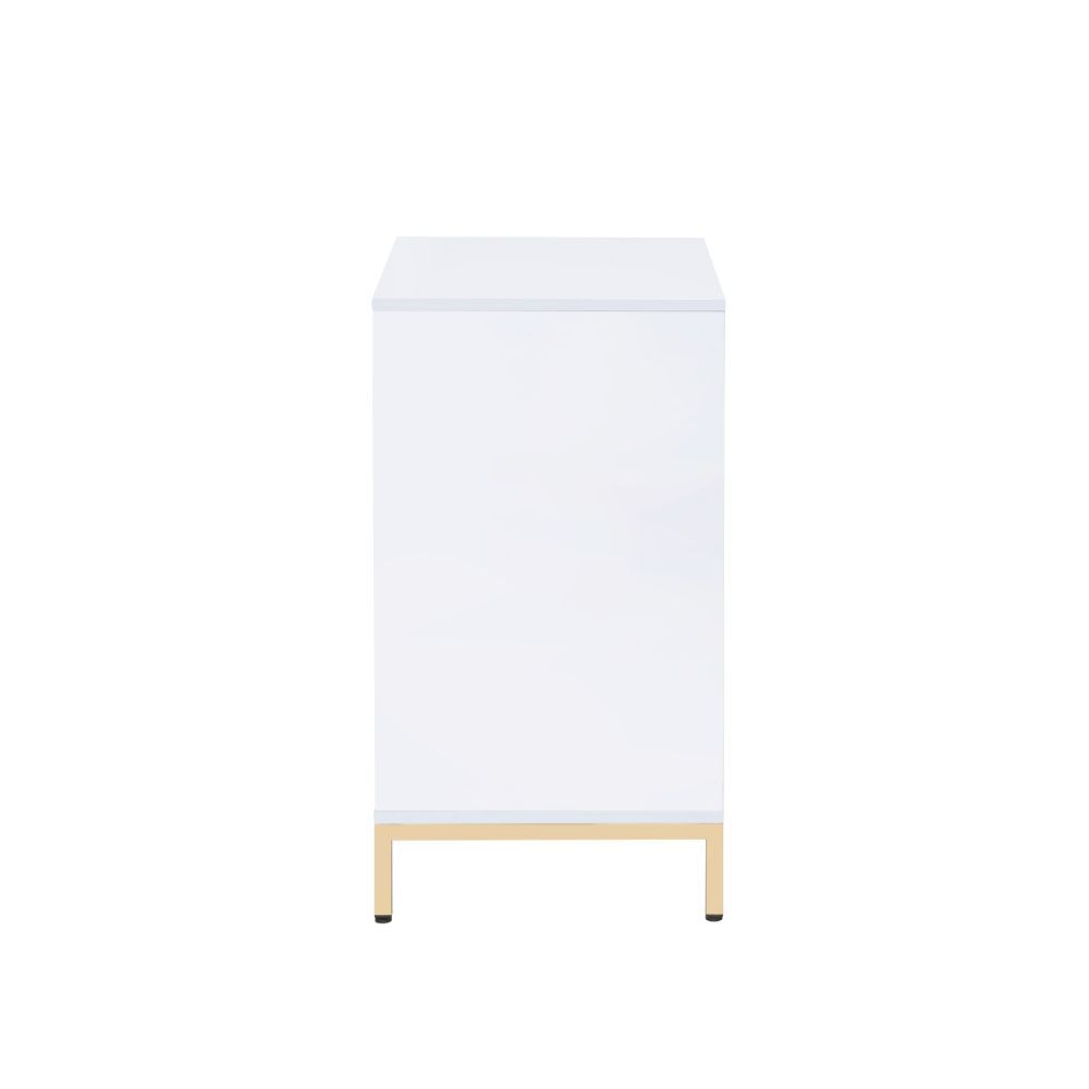 Ottey - Cabinet - White High Gloss & Gold