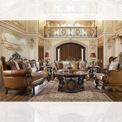 HD-555 - 3 Piece Sofa Set - Brown Cherry