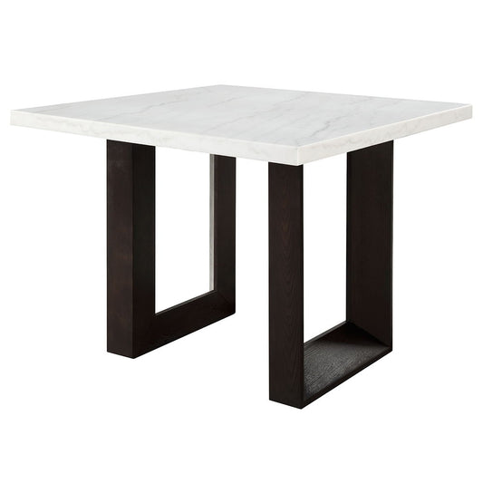 Edwyn - Counter Height Table - White Natural Marble Top & Espresso