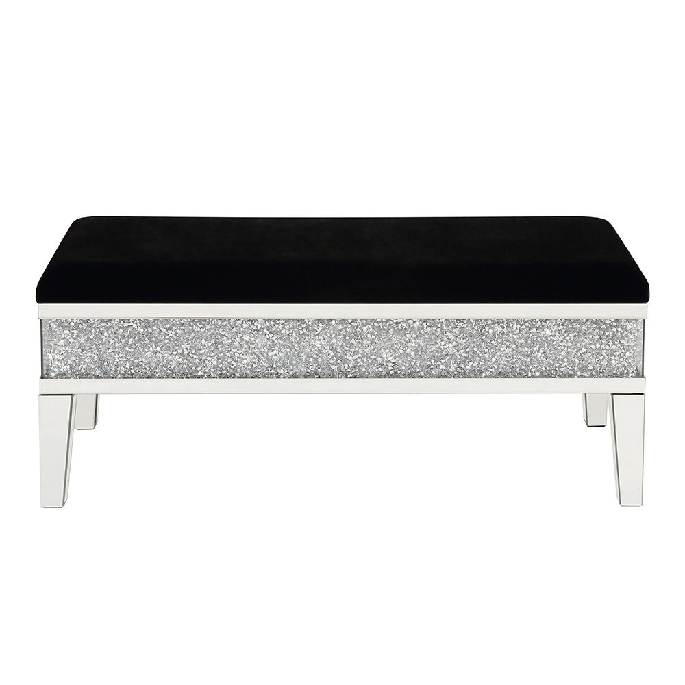Noralie - 19" Bench With Storage - Mirrored & Faux Diamonds
