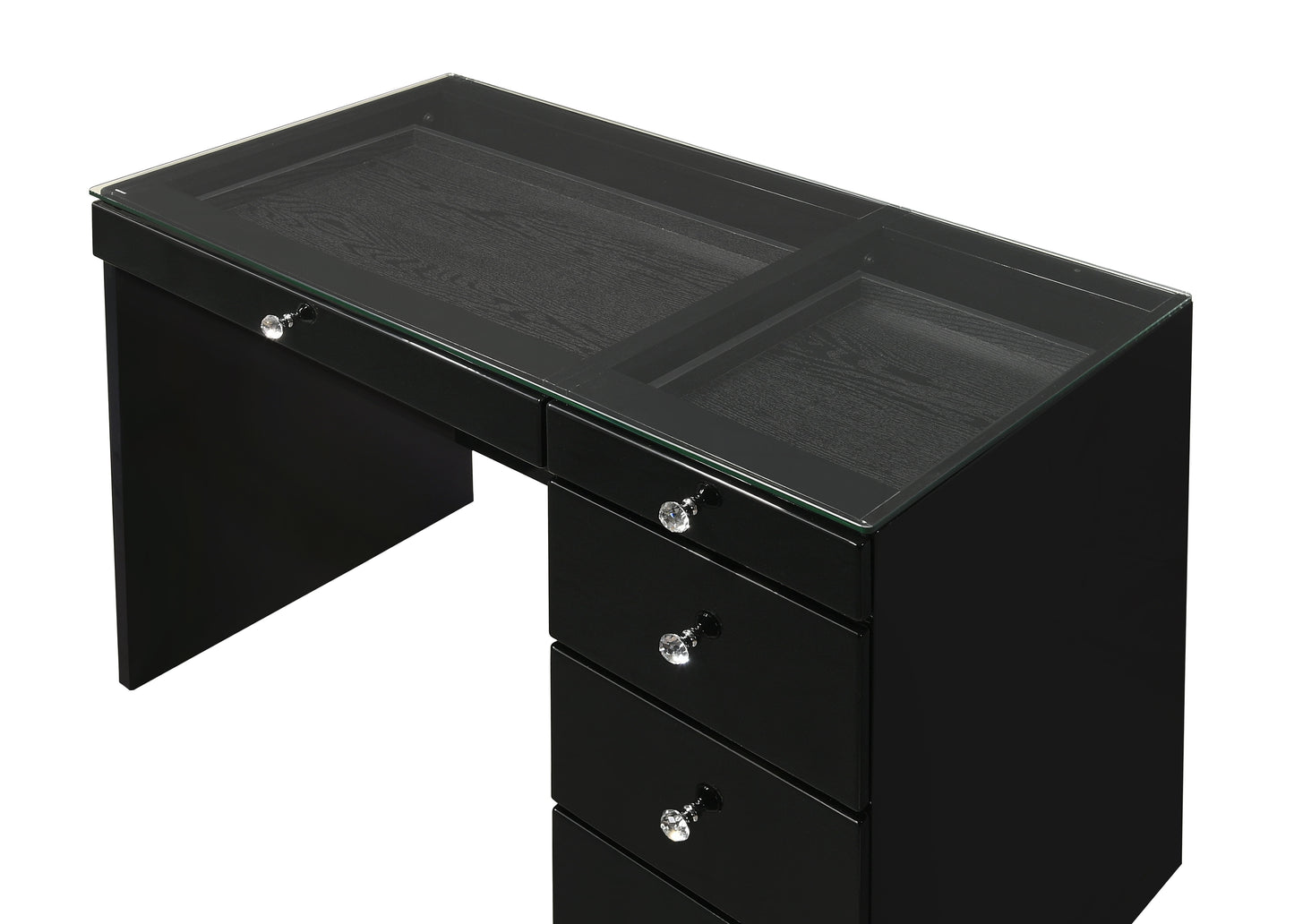 Morgan - Vanity Desk With Glass Top And Led Mirror