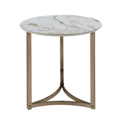 Zaidee - 23.5" End Table - Sintered Stone & Champagne