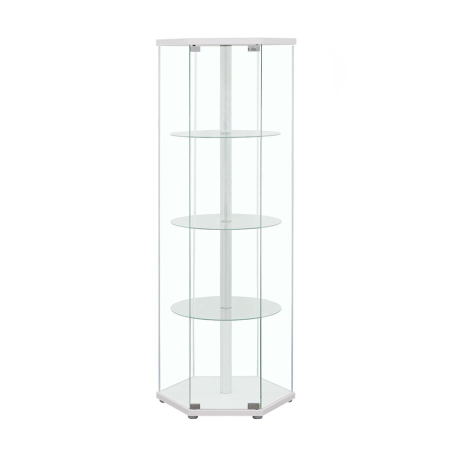 Zahavah - 4-Shelf Hexagonal Clear Glass Curio Cabinet