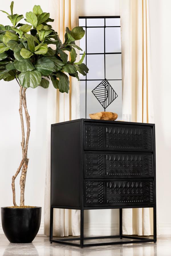 Alcoa - 3-Drawer Multi-Purpose Tall Accent Cabinet - Black