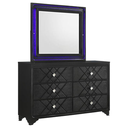 Penelope - 6-Drawer Dresser With Mirror - Black