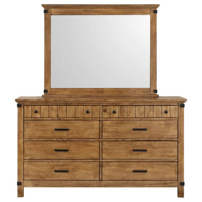 Brenner - 8-Drawer Dresser With Mirror - Rustic Honey