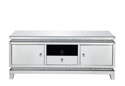 Lotus - TV Stand - Mirrored, Faux Ice Cube Crystals