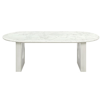Zayn - Dining Table - White Natrual Marble Top & White
