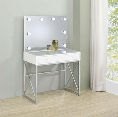 Eliza - 2 Piece Vanity Set With Hollywood Lighting - White And Chrome