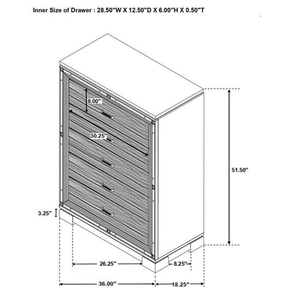 Cappola - 5-Drawer Bedroom Chest - Black